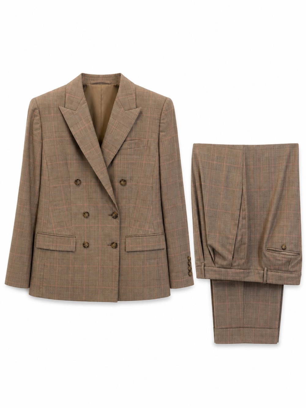 Lauren Ralph Lauren Brown Plaid Double-Breasted Blazer & Trousers